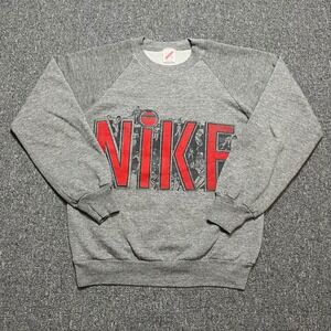 Vintage 80s-90s Jerzees Nike Raglan Sweatshirt‎ Graphic Print Crewneck Size S